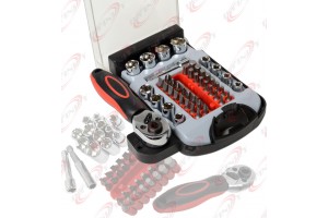  New Chrome Vanadium 48pc Socket & Bit Stubby Ratchet Wrench steel Set